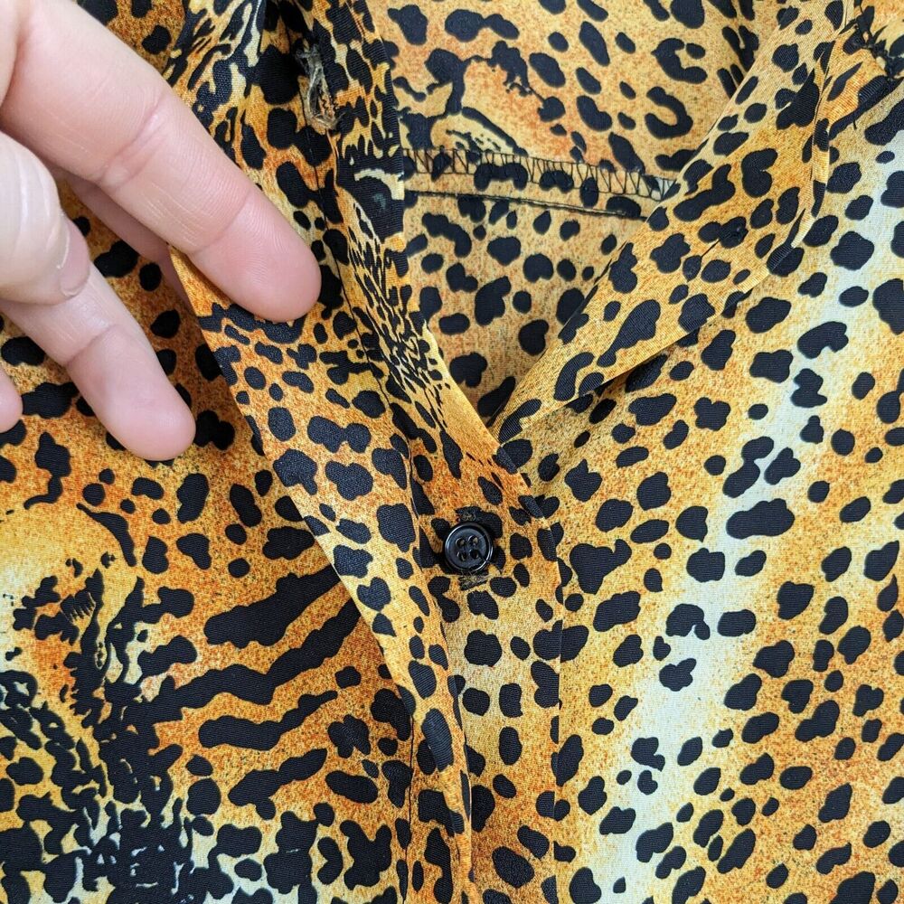 Cheetah Print Button Top Blouse 16 Xl Orange Blac… - image 6